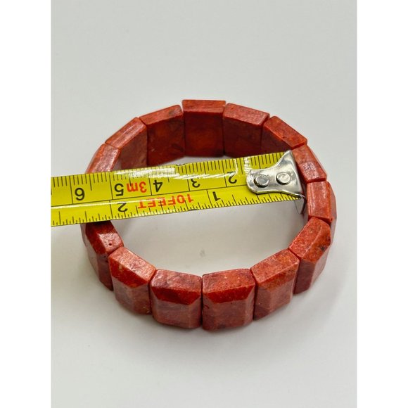 Vintage Apple Coral Sponge Coral Stretch Elastic Bracelet Red Beaded Stretchable - Picture 7 of 8